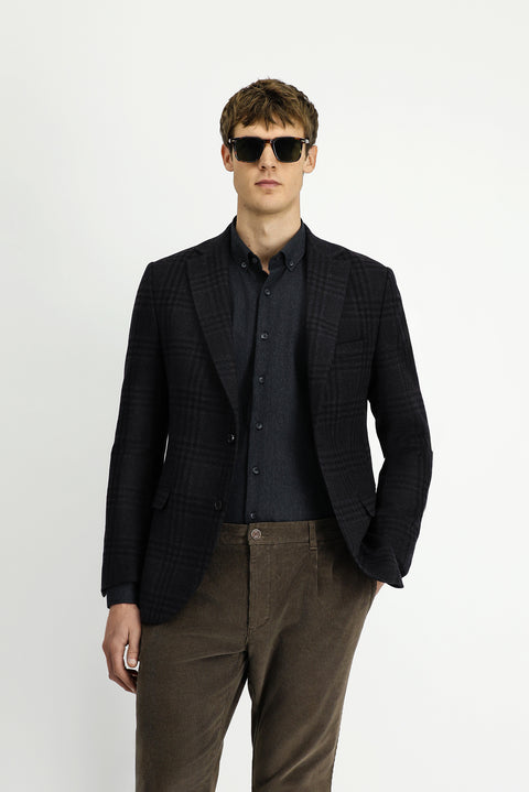 Dark Brown 6 Drop Regular Fit Standard Cut Wool Plaid Jacket