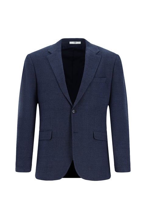 Dark Navy 7 Drop Slim Fit Classic Plaid Jacket