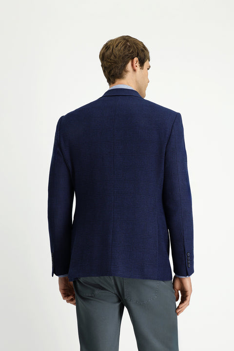 Dark Navy 7 Drop Slim Fit Classic Plaid Jacket
