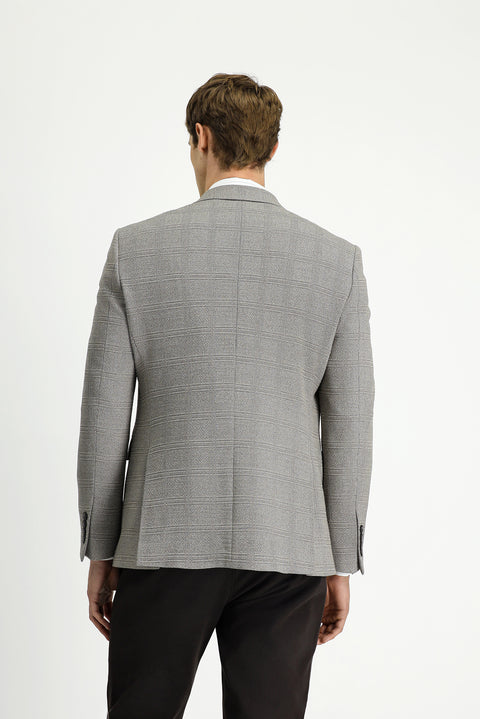 Medium Beige 7 Drop Slim Fit Classic Plaid Jacket