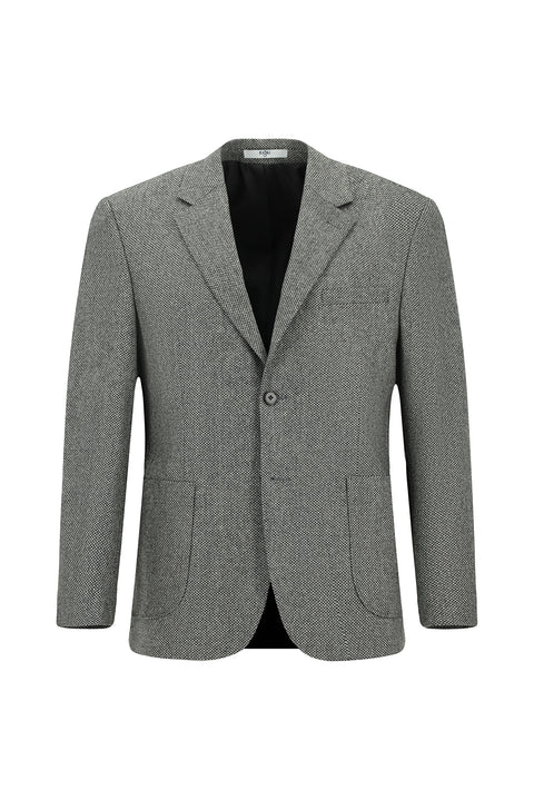 Açık Füme 4 Drop Relaxed Fit Rahat Kesim Desenli Yünlü Ceket