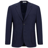 Medium Navy 4 Drop Relaxed Fit Patterned Wool Jacket