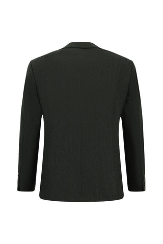  Koyu Yeşil 4 Drop Relaxed Fit Rahat Kesim Desenli Yünlü Ceket