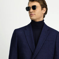 Dark Navy 6 Drop Regular Fit Patterned Wool Double-Breasted Jacket