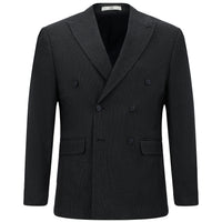 Dark Navy 6 Drop Regular Fit Patterned Lycra Double-Breasted Jacket