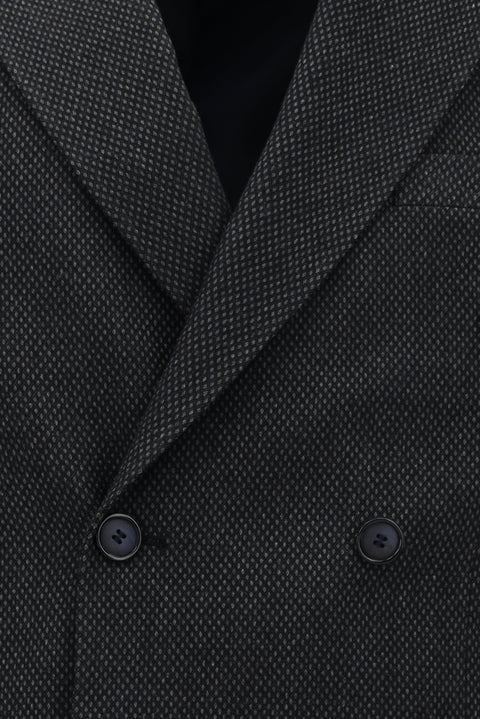 Dark Navy 6 Drop Regular Fit Patterned Lycra Double-Breasted Jacket