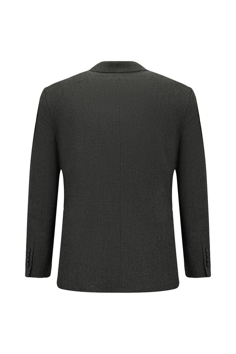 Dark Anthracite 6 Drop Regular Fit Patterned Lycra Double-Breasted Jacket