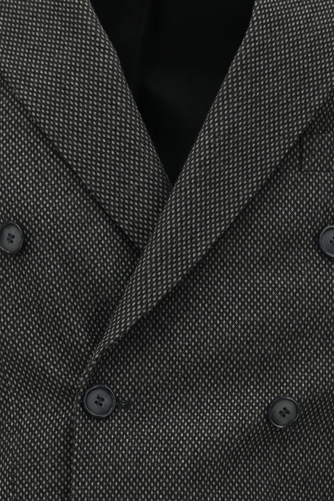 Dark Anthracite 6 Drop Regular Fit Patterned Lycra Double-Breasted Jacket