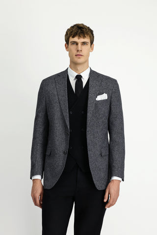  Açık Antrasit 7 Drop Slim Fit Dar Kesim Desenli Klasik Ceket