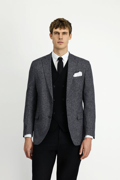 Light Anthracite 7 Drop Slim Fit Patterned Classic Jacket