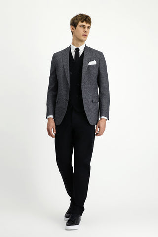  Açık Antrasit 7 Drop Slim Fit Dar Kesim Desenli Klasik Ceket
