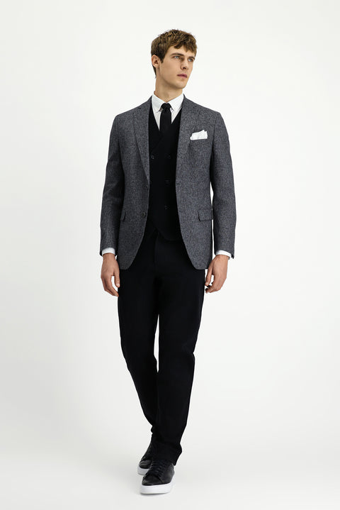 Light Anthracite 7 Drop Slim Fit Patterned Classic Jacket