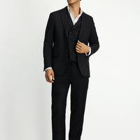 Black 6 Drop Regular Fit Standard Cut Lycra Classic Patterned Jacket