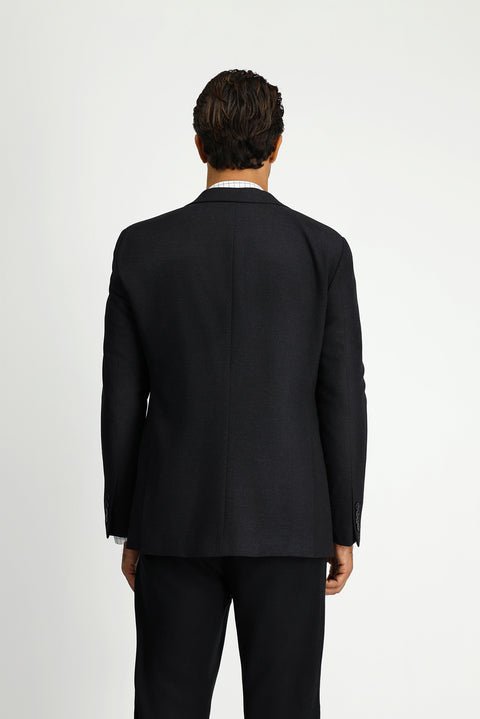 Black 6 Drop Regular Fit Standard Cut Lycra Classic Patterned Jacket