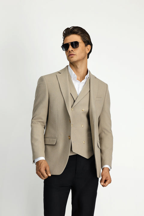 Medium Mink 6 Drop Regular Fit Standard Cut Lycra Classic Patterned Jacket