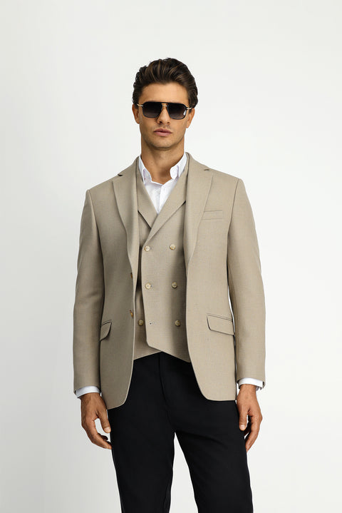 Medium Mink 6 Drop Regular Fit Standard Cut Lycra Classic Patterned Jacket