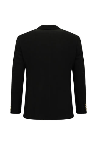  Siyah 7 Drop Slim Fit Dar Kesim Desenli Kruvaze Ceket