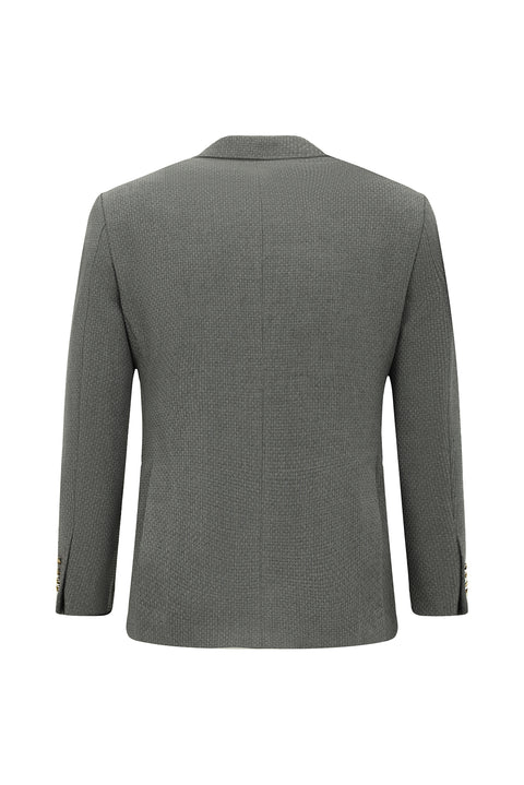 Medium Gray 6 Drop Regular Fit Standard Cut Patterned Double-Breasted Jacket