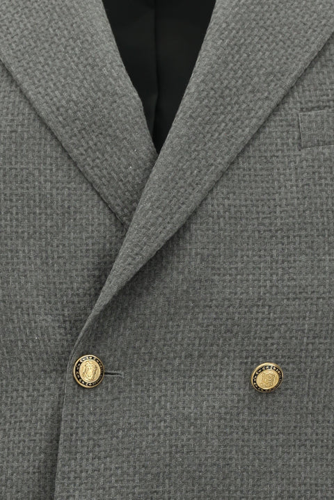 Medium Gray 6 Drop Regular Fit Standard Cut Patterned Double-Breasted Jacket