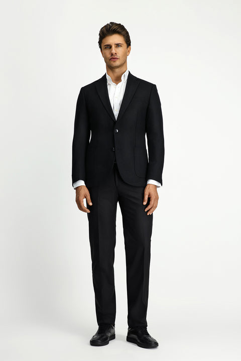 Black 7 Drop Slim Fit Patterned Sport Wool Jacket