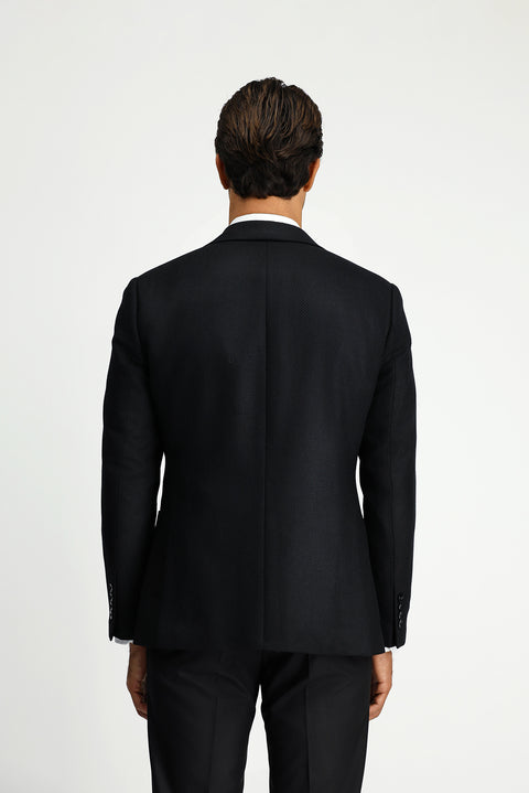 Black 7 Drop Slim Fit Patterned Sport Wool Jacket
