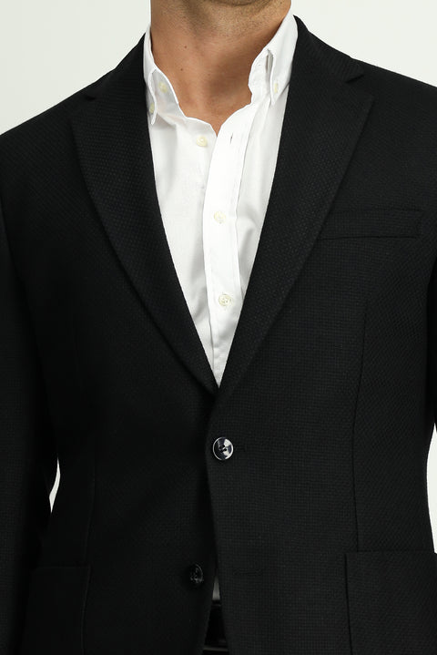 Black 7 Drop Slim Fit Patterned Sport Wool Jacket