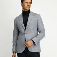 Medium Grey 7 Drop Slim Fit Patterned Sport Wool Jacket