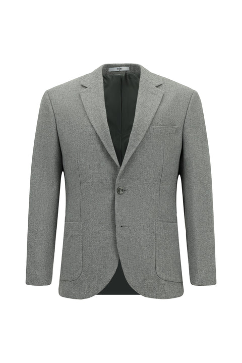 Medium Grey 7 Drop Slim Fit Patterned Sport Wool Jacket