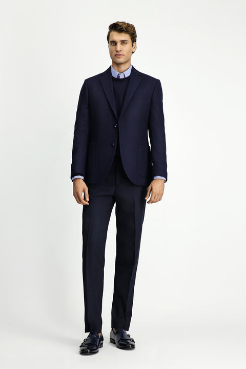 Dark Navy 7 Drop Slim Fit Patterned Sport Wool Jacket