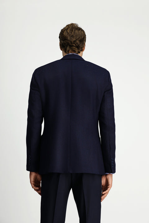 Dark Navy 7 Drop Slim Fit Patterned Sport Wool Jacket
