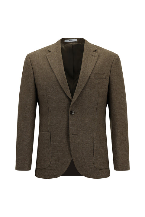 Light Brown 7 Drop Slim Fit Patterned Sporty Wool Jacket