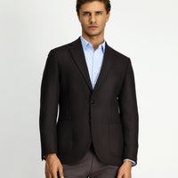 Dark Brown 7 Drop Slim Fit Patterned Sport Wool Jacket
