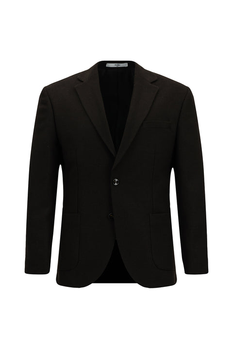 Dark Brown 7 Drop Slim Fit Patterned Sport Wool Jacket