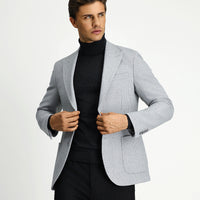 Light Grey 7 Drop Slim Fit Narrow Cut Wool Patterned Sport Jacket