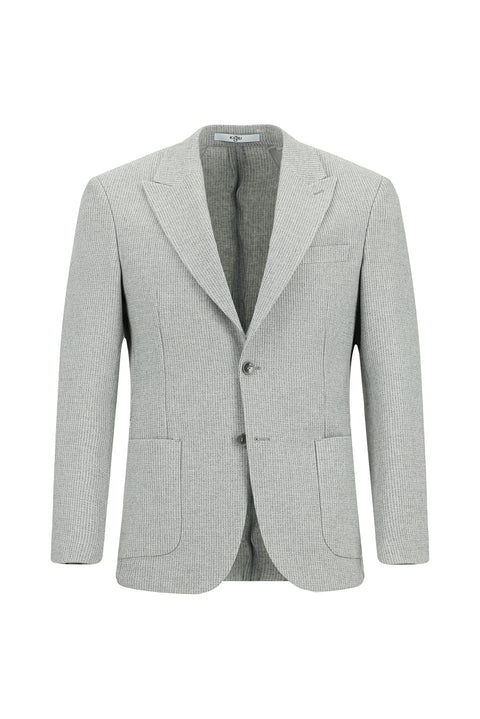 Light Grey 7 Drop Slim Fit Narrow Cut Wool Patterned Sport Jacket