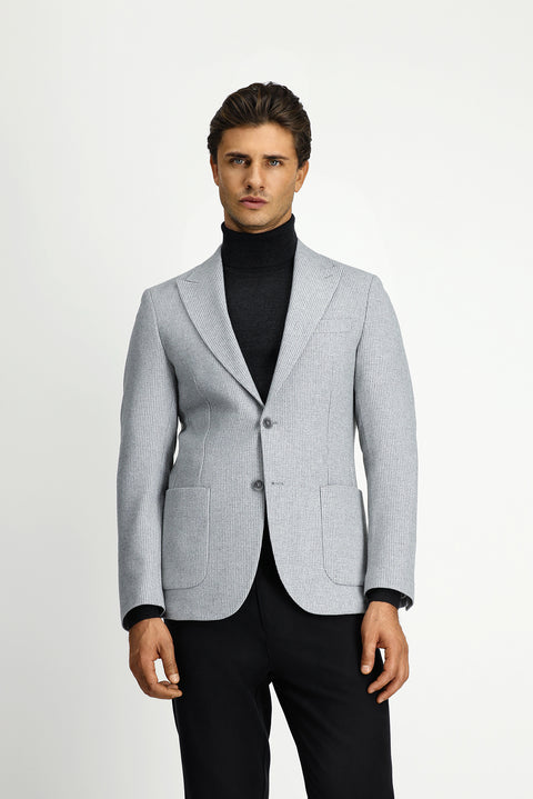 Light Grey 7 Drop Slim Fit Narrow Cut Wool Patterned Sport Jacket