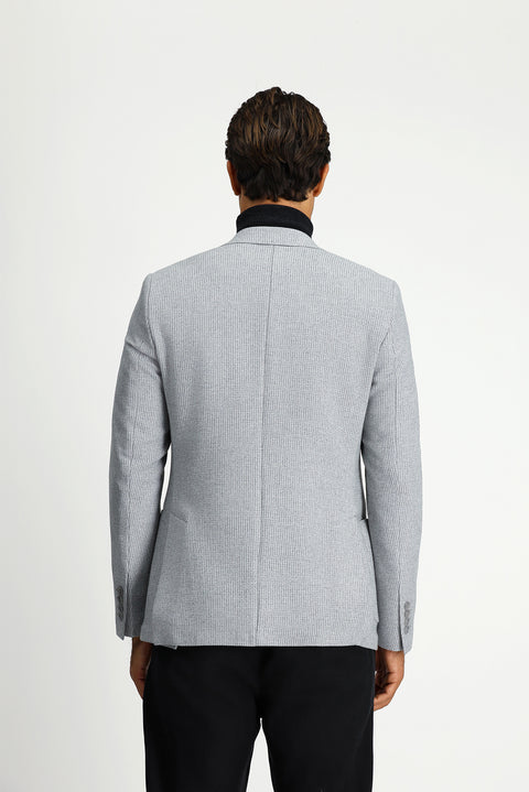 Light Grey 7 Drop Slim Fit Narrow Cut Wool Patterned Sport Jacket