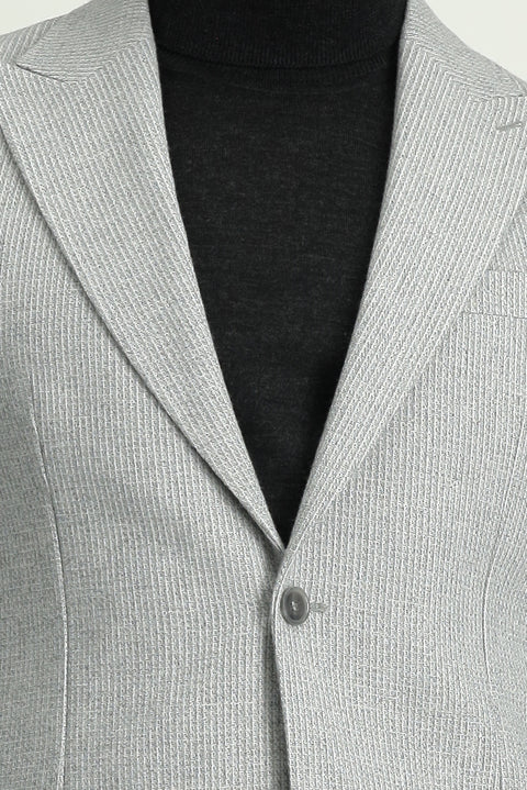 Light Grey 7 Drop Slim Fit Narrow Cut Wool Patterned Sport Jacket