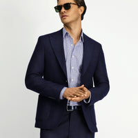 Dark Navy 7 Drop Slim Fit Narrow Cut Wool Patterned Sport Jacket