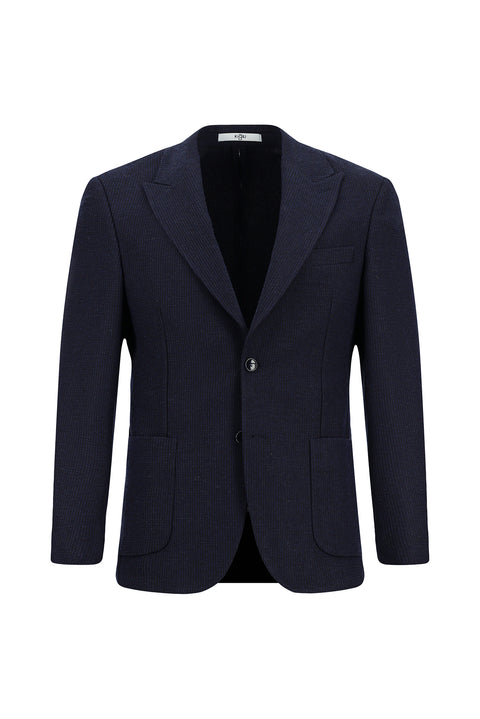 Dark Navy 7 Drop Slim Fit Narrow Cut Wool Patterned Sport Jacket