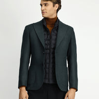 Dark Green 7 Drop Slim Fit Narrow Cut Wool Patterned Sport Jacket