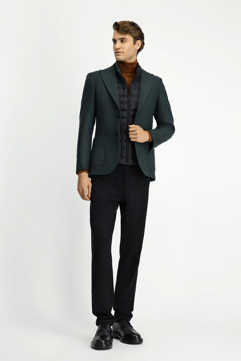 Dark Green 7 Drop Slim Fit Narrow Cut Wool Patterned Sport Jacket
