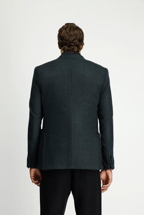 Dark Green 7 Drop Slim Fit Narrow Cut Wool Patterned Sport Jacket