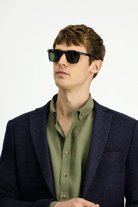 Dark Navy 7 Drop Super Slim Fit Extra Narrow Cut Patterned Sport Wool Jacket