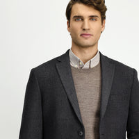 Dark Anthracite 7 Drop Super Slim Fit Extra Narrow Cut Patterned Sport Wool Jacket