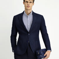 Medium Beige 7 Drop Slim Fit Narrow Cut Mono Collar Patch Pocket Half Lining Patterned Sport Wool Jacket