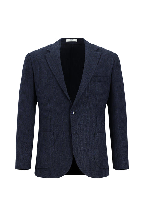 Medium Beige 7 Drop Slim Fit Narrow Cut Mono Collar Patch Pocket Half Lining Patterned Sport Wool Jacket