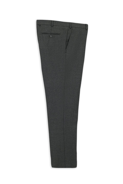 Dark Gray 4-Drop Relaxed Fit Classic Wool Flannel Trousers