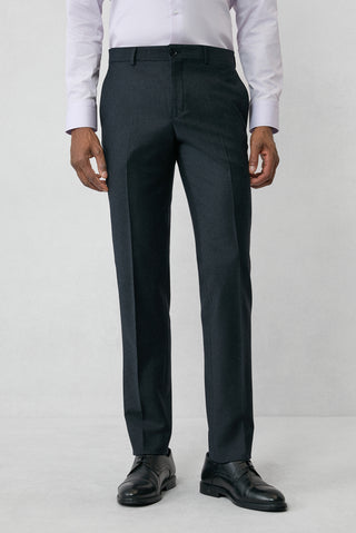  Koyu Antrasit 7 Drop Slim Fit Dar Kesim Yünlü Flanel Klasik Pantolon