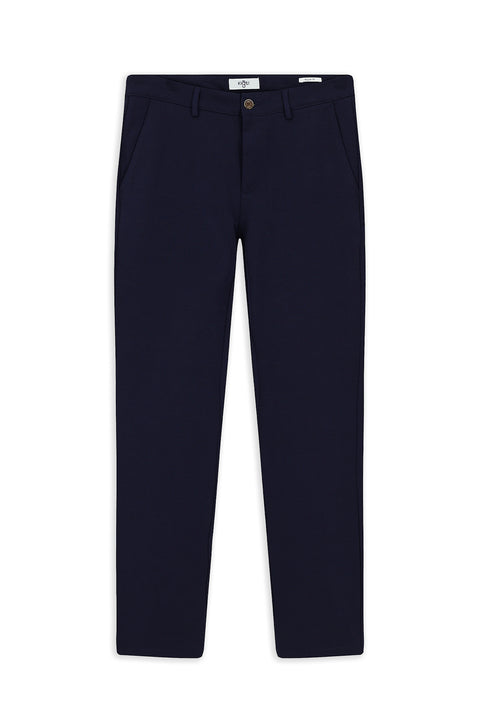Mid Navy Regular Fit Standard Cut Stretchy Canvas / Chino Trousers